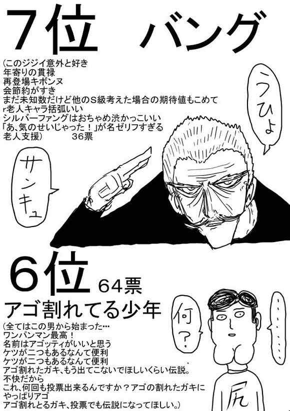 《一拳超人》漫画 第一次人气投票