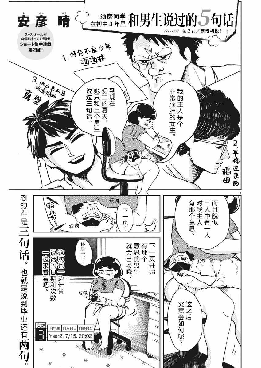 《须磨同学在初中3年里和男生说过的5句话》漫画 说过的5句话 002集