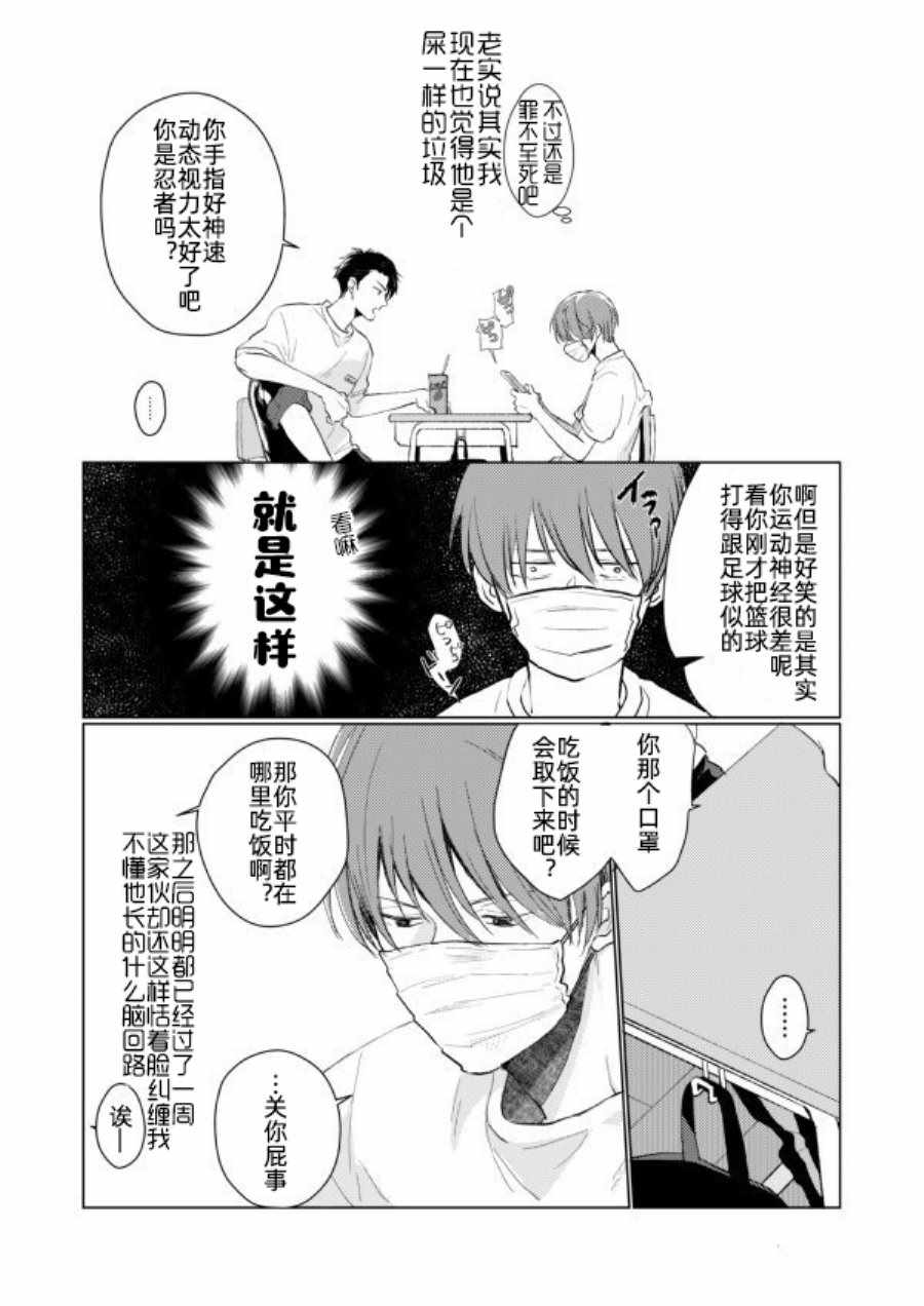 《眼睛没有笑的男生×总是戴着口罩的男生》漫画 男生×男生 002集