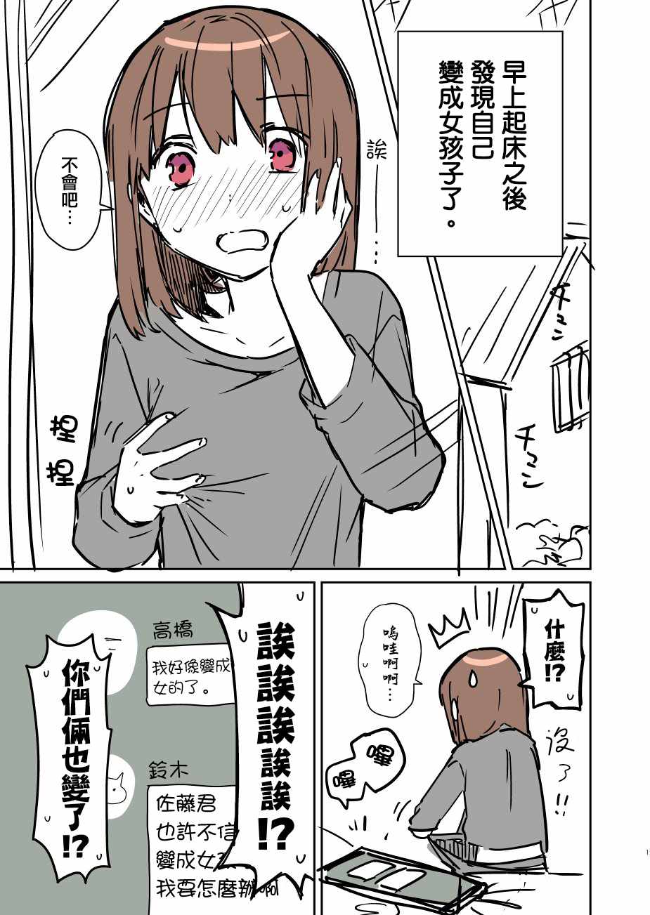 《早上起来之后变成了女孩子的男子高中生的故事》漫画 变成女孩的高中生 001集